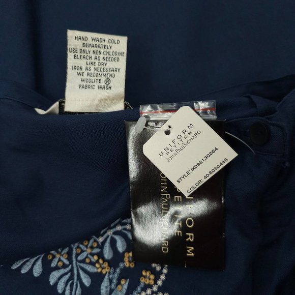 Uniform John Paul Richard Petite Linen Blend Skirt Women 8 Embroidered Beaded - Picture 10 of 10